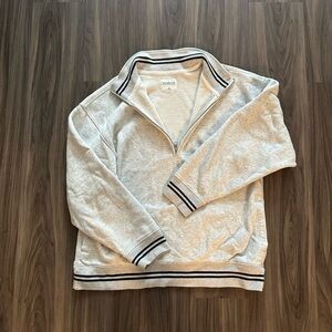 Abercrombie & Fitch Gray Stripe Essential Sunday half zip - oversized